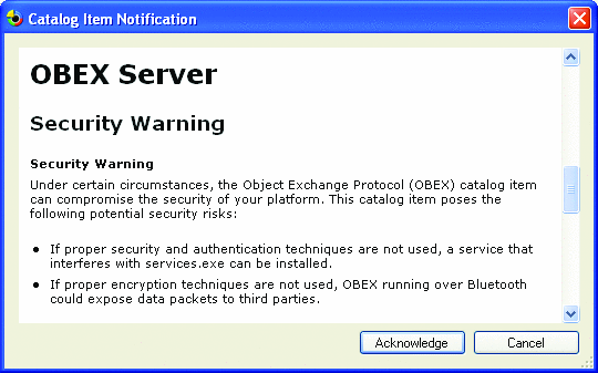 Figure 3 A Security Warning from the Design Wizard