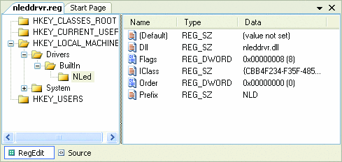 Figure 8 Visual Studio Registry File Editor