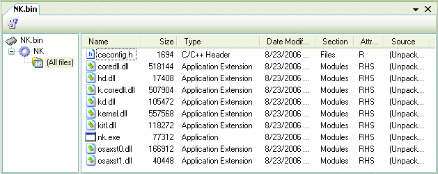 Figure 9 Using the Runtime Image Viewer to See nk.bin