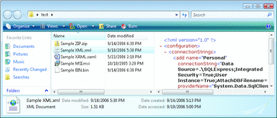 Figure 5 XML Preview in Windows Vista