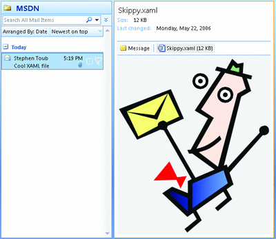 Figure 10 XamlPreviewHandler in Outlook 2007