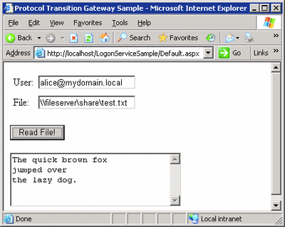 Figure 4 Sample Gateway Web App