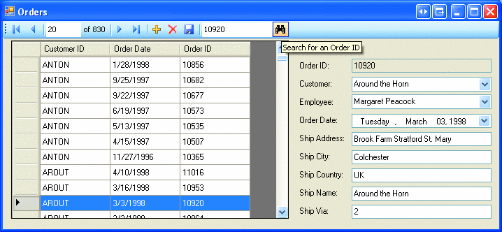 Figure 1 Viewing Northwind Orders in a DataGridView