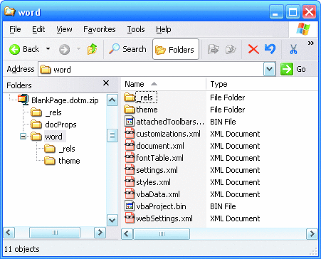 Figure 8 Inside the Document Template
