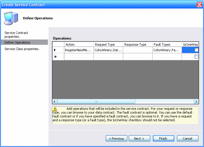 Figure 7 Creating a Service Contract