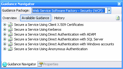 Figure 9 Recipes for WCF Security