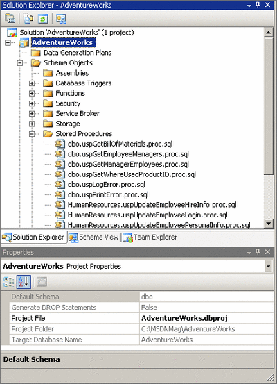 Figure 1 Database in Solution Explorer