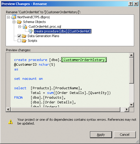 Figure 3 The Preview Changes Dialog