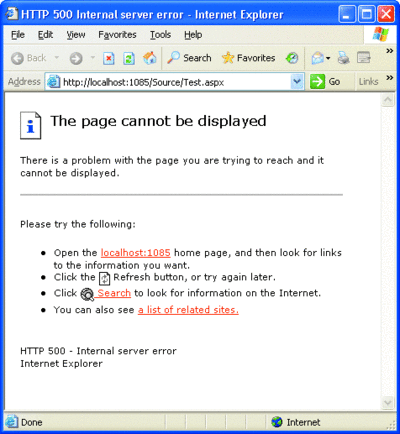 Figure 5 Result of a Bad Query String