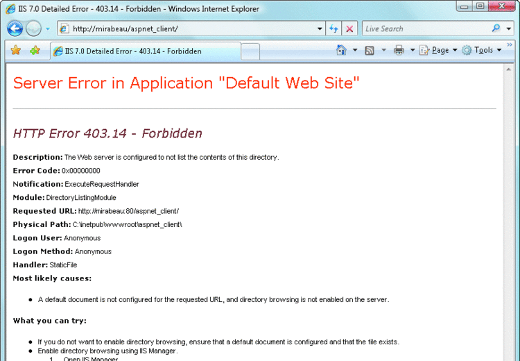 Figure 7 Error Details Indicate the Problem and the Solution