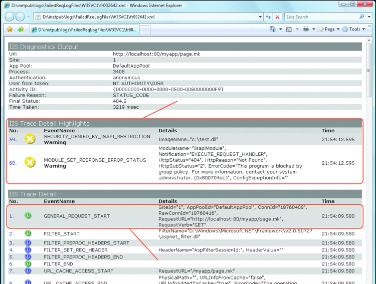 Figure 8 Viewing XML Log Files