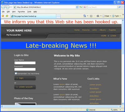 Figure 6 Altered Personal Web Site