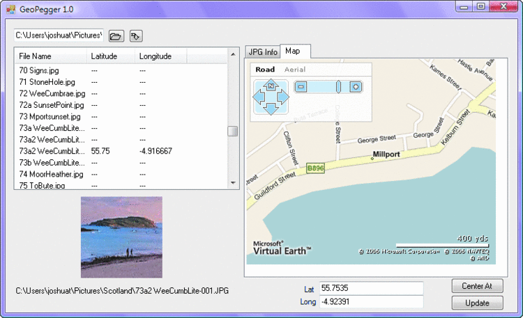 Geopegging Adds GPS Location Data to a JPG 