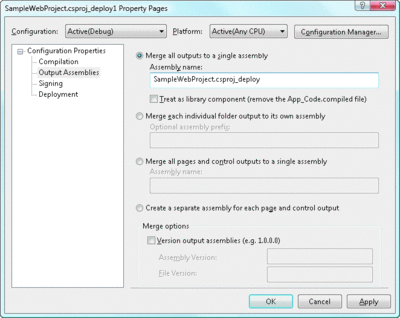 Figure 4 Web Deployment Project Property Page