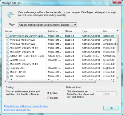 Figure 8 Information Card MIME Handler in Internet Explorer 7.0