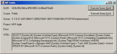 Figure 8 Stored Query Details for the All Tasks Query