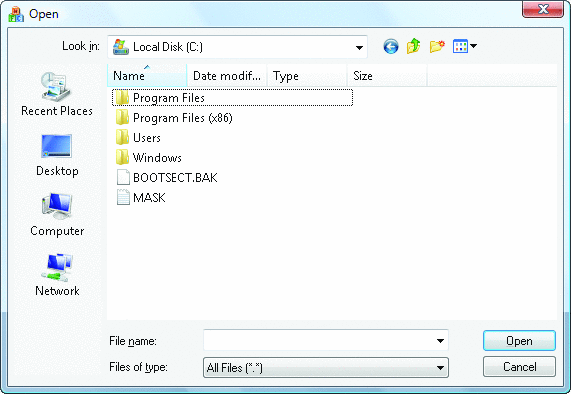 Figure 2 MFC Common File Dialog on Downlevel Platforms