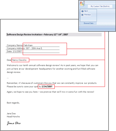 Figure 9 Browsing the Customer Data in the Letter