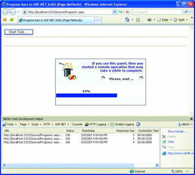 Figure 7 Context-Sensitive AJAX Progress Bar in Action