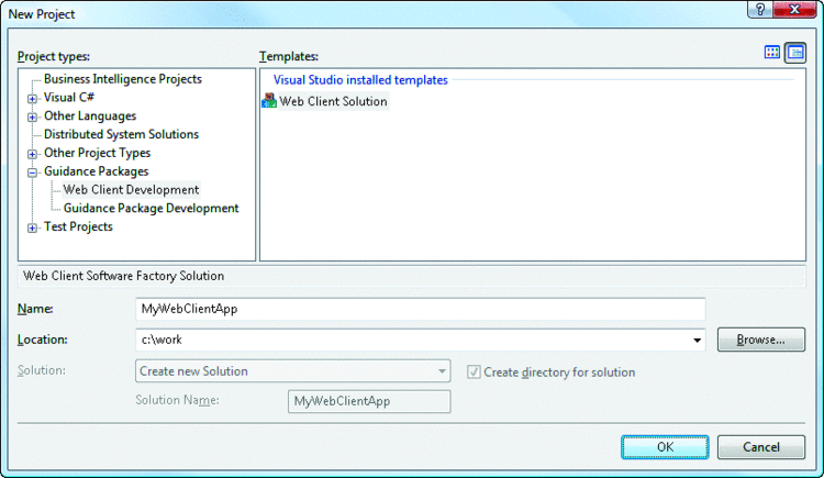 Figure 1 Web Client Solution Project Template