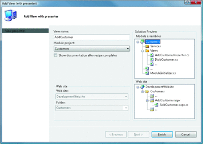 Figure 4 Adding a View with Presenter