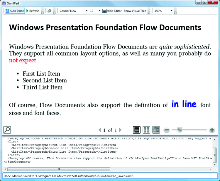 Figure 3 Flow Document with Slightly More Advanced Formatting