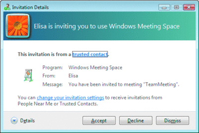 Figure 3 Invitation to Launch an App from a Peer