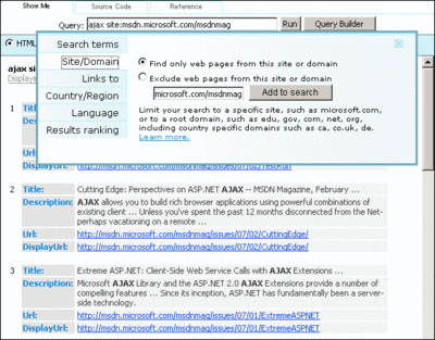 Figure 4 Live Search SDK's Query Builder