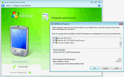 Figure 7 Mobile Device Center and Application Manager