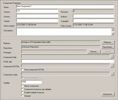 Figure 4 Component Designer Right-Hand Pane
