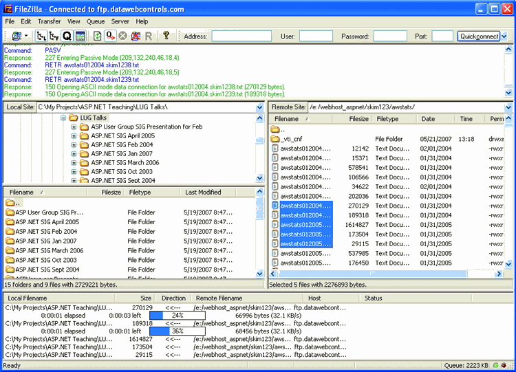 As a Diagnostic Tool, FileZilla Lists FTP Commands and Responses 