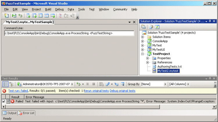Figure 2 VSTE with Sample Test Result