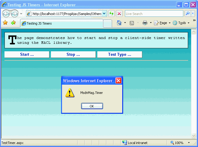 Figure 5 Checking Type Information with AJAX