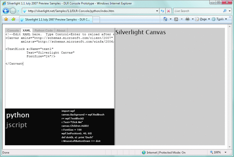 Figure 3 The XAML Pane