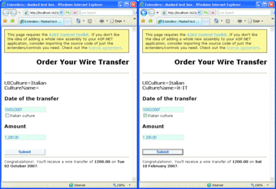 Figure 3 Parsing Data Back to .NET Types Using Different Cultures