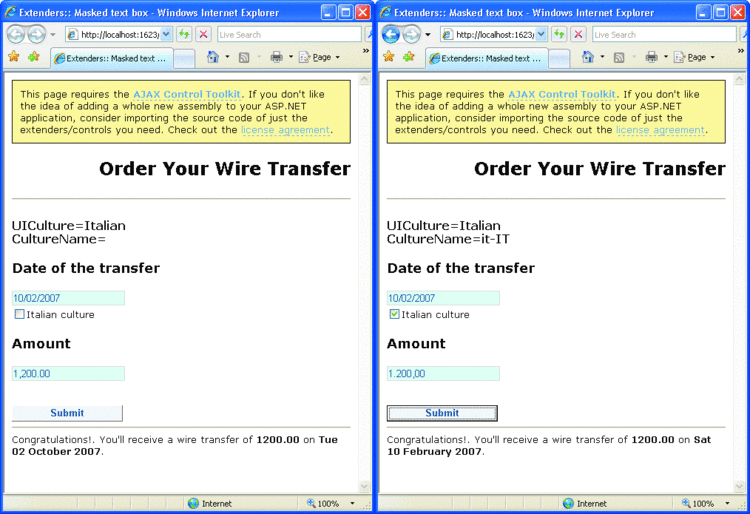 Figure 3 Parsing Data Back to .NET Types Using Different Cultures