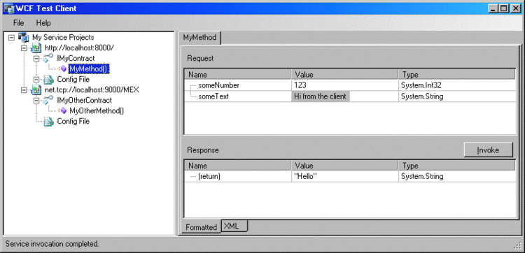 Figure 3 Using WcfTestClient