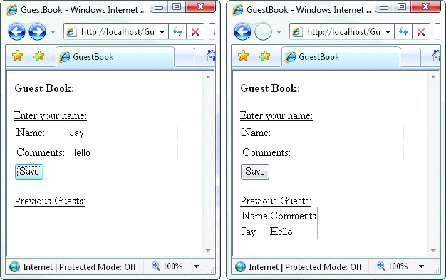 Figure 1 Finished Sample App Saves Names and Comments