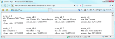 Figure 11 GroupTemplate Rows in the Resulting Web Page