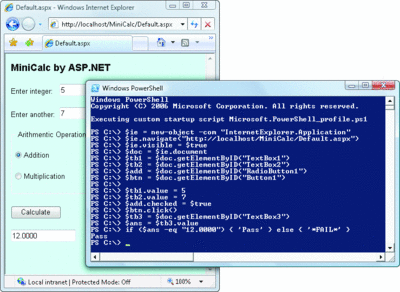 Figure 1 Web App UI Automation with Windows PowerShell