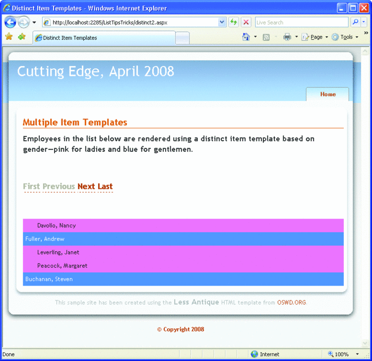 Figure 10 A Standard Menu