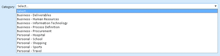 Figure 8 Sample Checklist Categories
