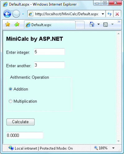 Figure 1 Simple ASP.NET Web Application under Test