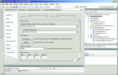 Figure 7 Publishing the VSTO Customization