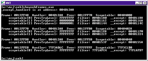 Figure 11 Running ShowSEHFrames