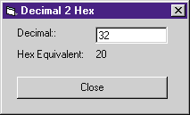 Figure 5 The Decimal-to-Hex conversion dialog