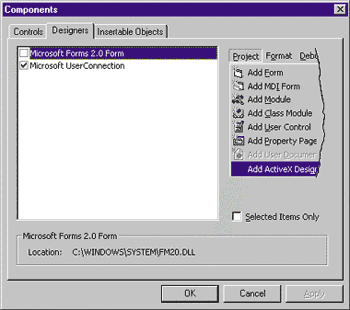 Figure 1 Adding a Designer to a Project